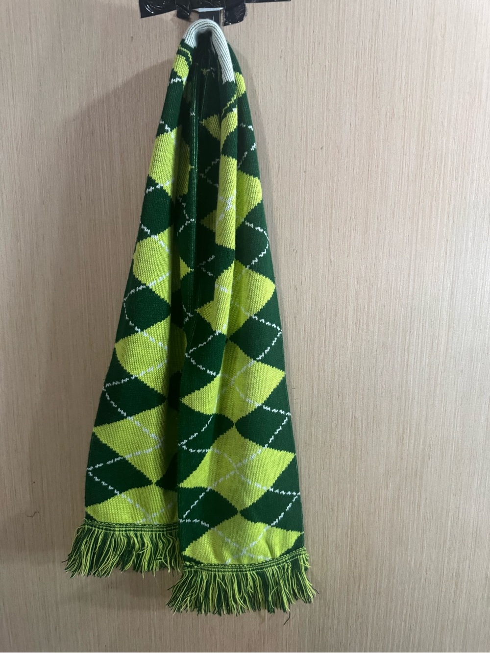 Portland Timber Light Green and Dark Green Argyle Fringe Scarf